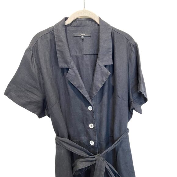 Quince 100% European Linen Button Front Dress in Black Women's XL - Picture 8 of 13